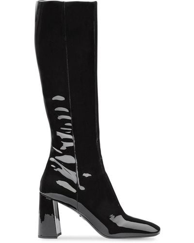 Prada Fitted Patent Boots - Black