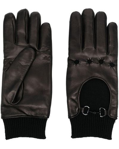 Gucci Handschuhe Aus Leder Mit Horsebit - Schwarz