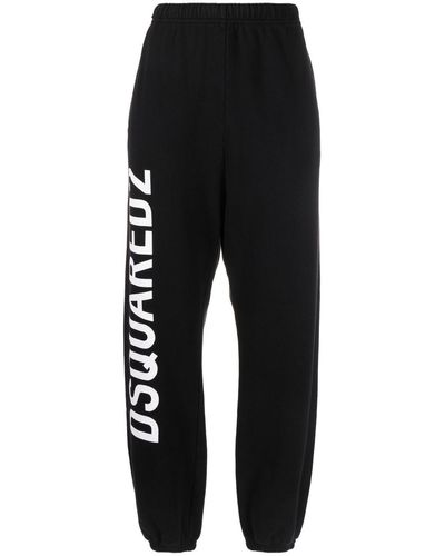 DSquared² Pantalon de jogging en coton à logo imprimé - Noir