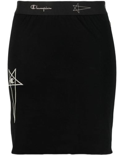 Rick Owens X Champion Elasticated Logo-waistband Skirt - Black