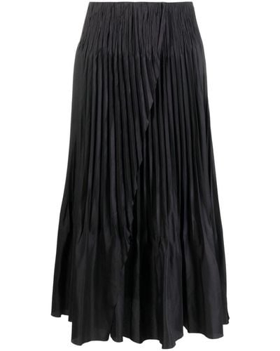 Vince High-waisted Pleated Midi Skirt - Black