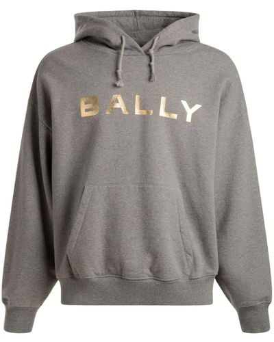 Bally Logo-print Organic Cotton-blend Hoodie - Gray