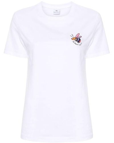 PS by Paul Smith Illustration-print Organic-cotton T-shirt - White