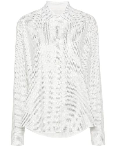 GIUSEPPE DI MORABITO Popeline-Hemd mit Kristallen - Weiß