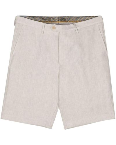 Etro Linen Herringbone Bermuda Shorts - White