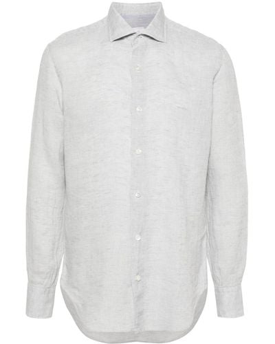 Eleventy Linen Long-sleeved Shirt - White