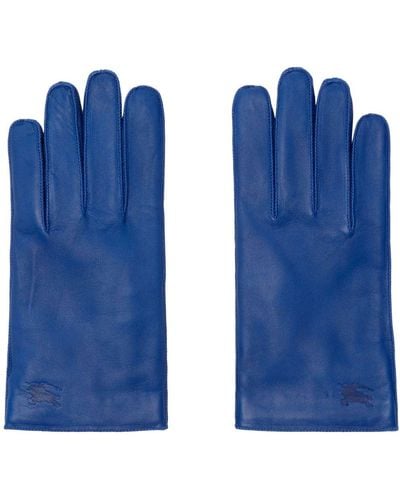 Burberry Equestrian Knight Leather Gloves - Blue