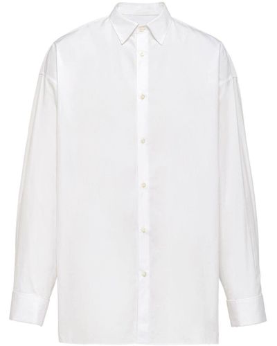 Prada Chemise en coton à manches longues - Blanc