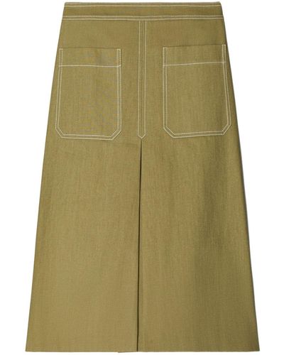 Tory Burch Cotton Twill Skirt - Green