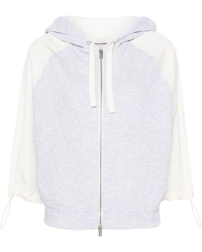 Peserico Panelled-design Zip-up Hoodie - White