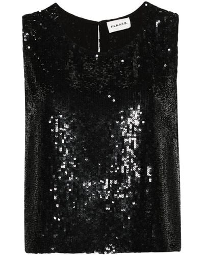 P.A.R.O.S.H. Sleeveless Sequin Top - Black