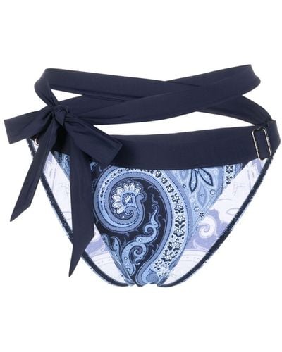 Marlies Dekkers Cache Coeur Paisley-print Adjustable Bikini Bottoms - Blue