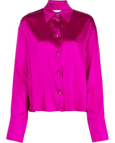 Genny Silk Satin Long-sleeve Shirt - Pink