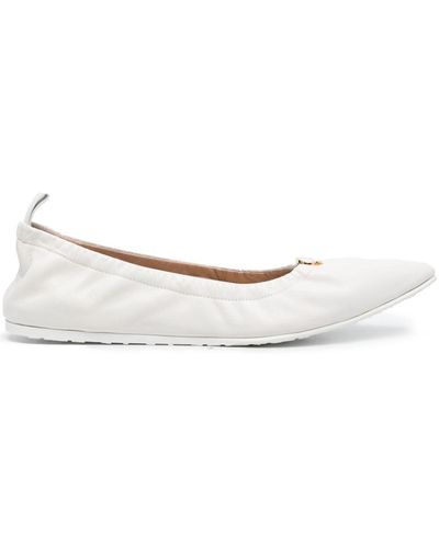 Gianvito Rossi Alina Leather Ballerina Shoes - White