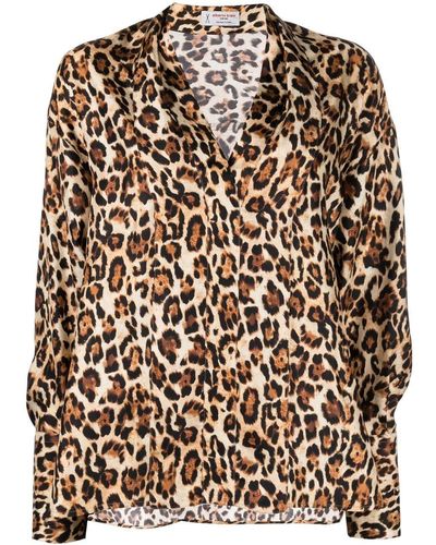 Alberto Biani Leopard-print Satin Shirt - Brown