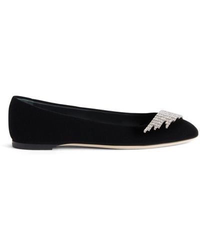 Giuseppe Zanotti Iveery Crystal-embellished Ballerina Shoes - Black