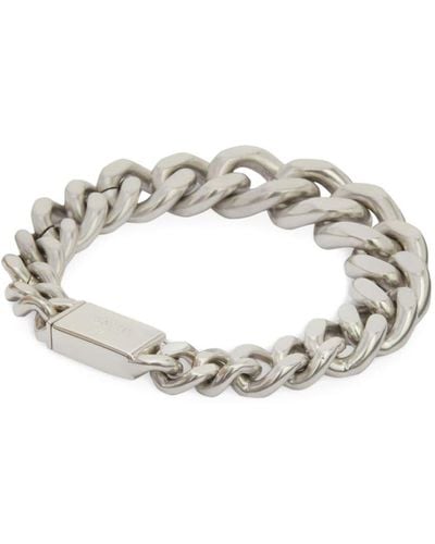 Jil Sander Logo-engraved Curb-chain Bracelet - Metallic