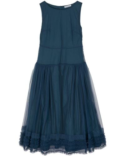 Molly Goddard Tiered Tulle Midi Dress - Blue