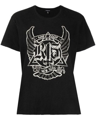 R13 T-shirt Met Print - Zwart