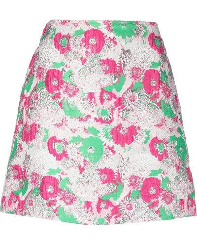 Ganni Floral-pattern A-line Skirt - Pink