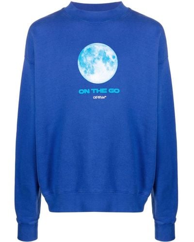 Off-White c/o Virgil Abloh Graphic-print Organic-cotton Sweatshirt - Blue