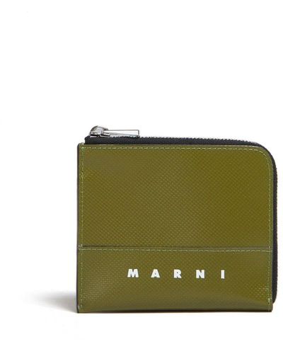 Marni Portemonnaie mit Logo-Print - Grün
