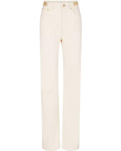 Rabanne Disc-embellished Straight-leg Pants - White