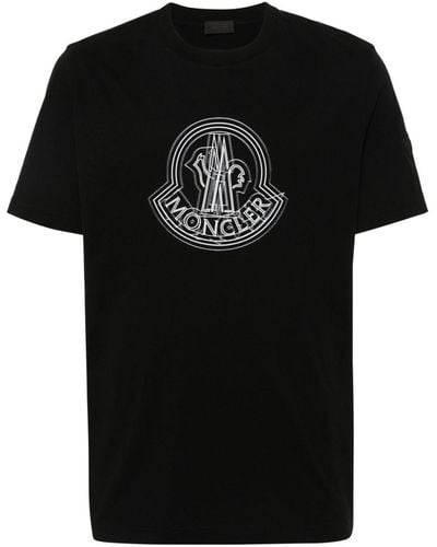 Moncler Logo-Print Cotton T-Shirt - Black