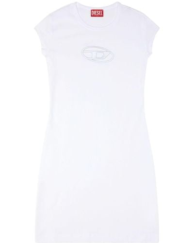 DIESEL Vestido corto con parche del logo - Blanco