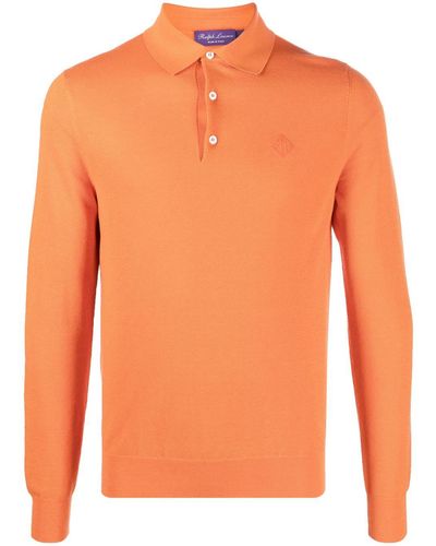 Ralph Lauren Purple Label Cotton-silk-blend Polo Shirt - Orange