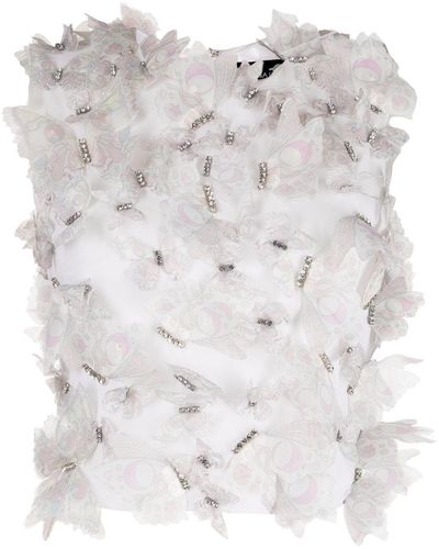 Cynthia Rowley Haut en mesh à appliqués papillons - Blanc