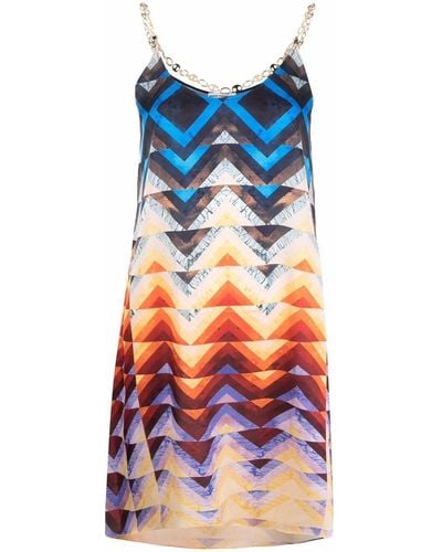 Rabanne Geometric-print Dress - Blue