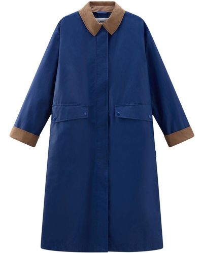 Woolrich Single-breasted Two-tone Coat - Blue