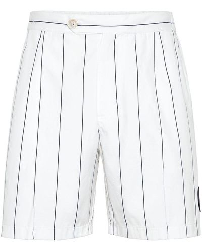Brunello Cucinelli Logo-appliqué Striped Shorts - White