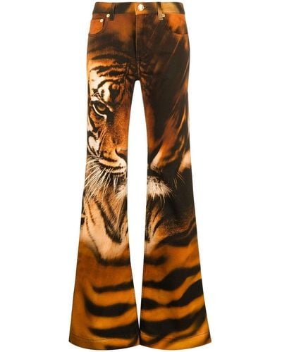 Roberto Cavalli Tiger Print Flared Jeans - Multicolor
