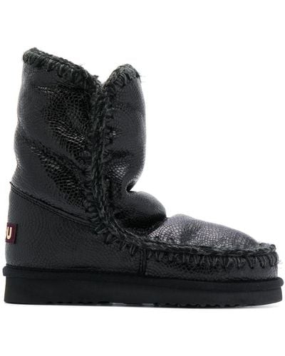 Mou Stitch Detail Snow Boots - Black