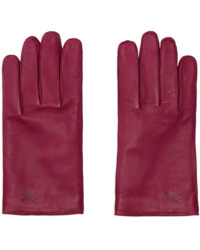Burberry Equestrian Knight-motif Leather Gloves - Red
