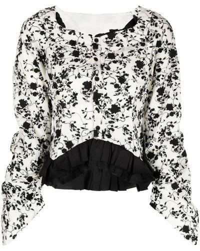 Renli Su Blusa con estampado floral - Negro