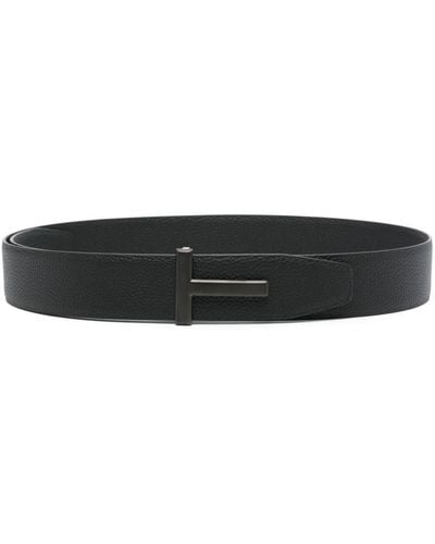Tom Ford Ridge T Leather Belt - Black
