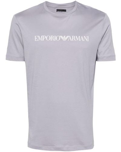 Emporio Armani T-shirt en coton à logo imprimé - Violet