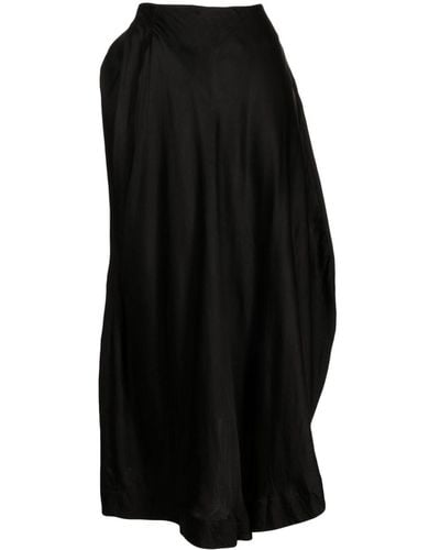 Forme D'expression Asymmetric Cotton Midi Skirt - Black