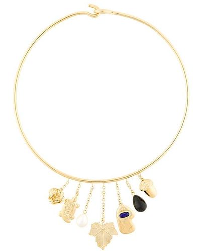 Aurelie Bidermann 18kt vergoldete 'Barbizon' Halskette mit Halbedelsteinen - Weiß
