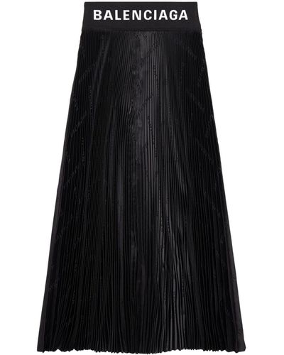 Balenciaga Jupe plissée à logo en jacquard - Noir