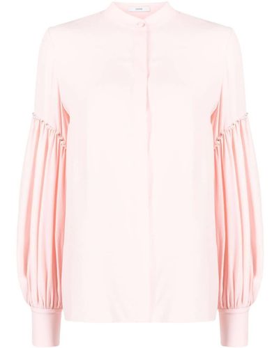 Erdem Faux-pearl Embellished Long-sleeve Shirt - Pink