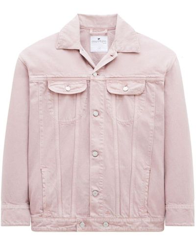 Courreges Notched-collar Cotton Denim Jacket - Pink