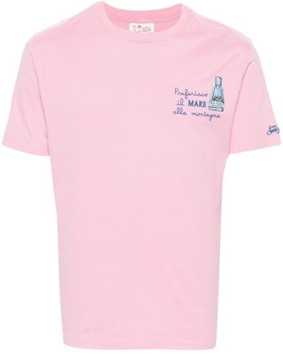 Mc2 Saint Barth Logo-embroidered Cotton T-shirt - Pink