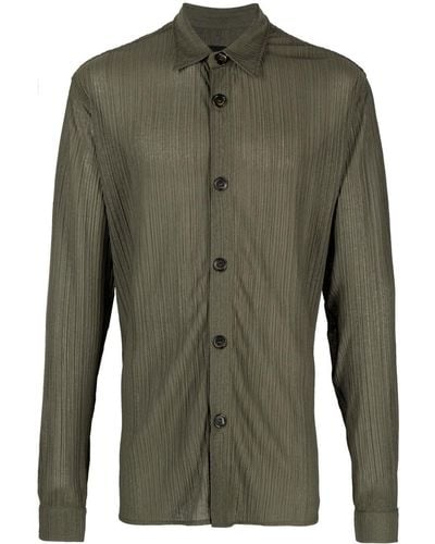 LABRUM LONDON Long-sleeve Crinkled Shirt - Green