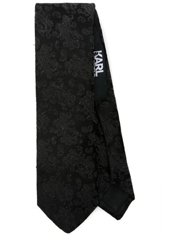 Karl Lagerfeld Cravate à motif cachemire en jacquard - Noir