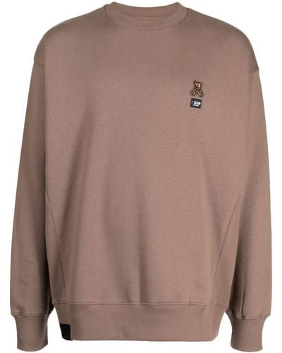 Izzue Fleece-Sweatshirt mit Teddy-Patch - Braun