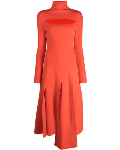 A.W.A.K.E. MODE Asymmetric Cut-out Midi Dress - Red